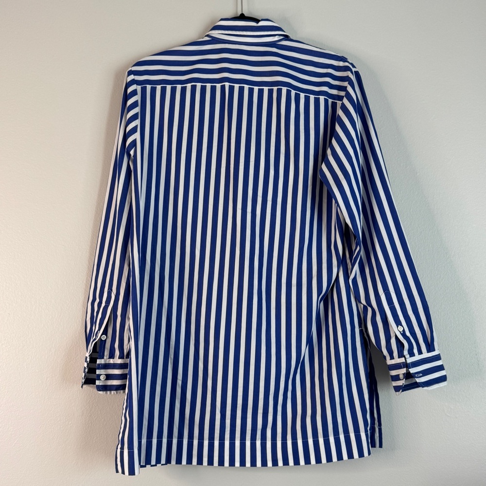 Ralph Lauren Blue White Tunic Striped Shirt Stripe Stripes Henley Pockets Cuffs - Picture 3 of 9